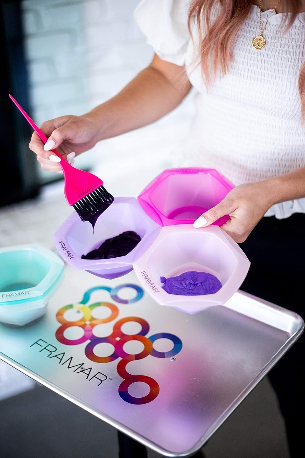image:imageFRAMAR Connecting Hair Dye Bowl Set Hair Color Bowls For Hairstylist  7PcMulticolor