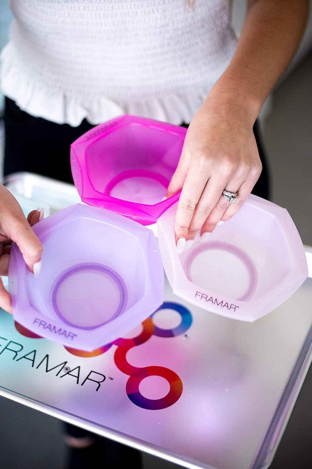 image:imageFRAMAR Connecting Hair Dye Bowl Set Hair Color Bowls For Hairstylist  7PcMulticolor