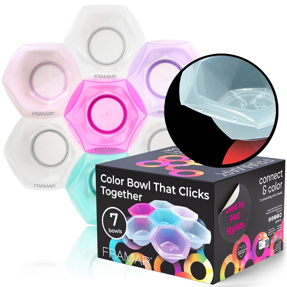 image:imageFRAMAR Connecting Hair Dye Bowl Set Hair Color Bowls For Hairstylist  7PcMulticolor