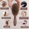 image:imageFRAMAR Small Boar Bristle Hair Brush For Women Mini Hair Brush For PurseChocolate Gingham