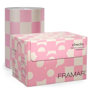 image:imageFRAMAR Gingham Pink Hair Foil Roll Hair Foils For Highlighting Long HairBeige and Pink