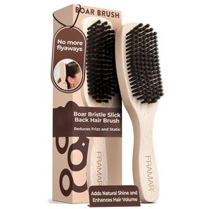 image:imageFRAMAR Slick Back Hair Brush Boar Bristles Slick Back Brush  Brown VelvetBeechwood