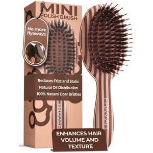 image:imageFRAMAR Small Boar Bristle Hair Brush For Women Mini Hair Brush For PurseChocolate Stripes