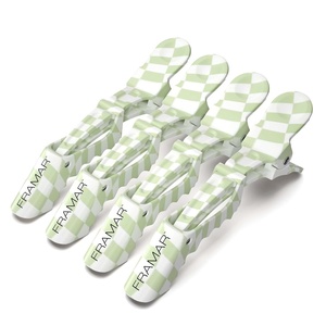 image:imageFRAMAR Pastel Alligator Hair Clips 10 Pack  Professional Styling Clips for Hair Salon Quality Plastic Alligator ClipsCheckered