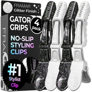 image:imageFRAMAR Pastel Alligator Hair Clips 10 Pack  Professional Styling Clips for Hair Salon Quality Plastic Alligator ClipsGlitter