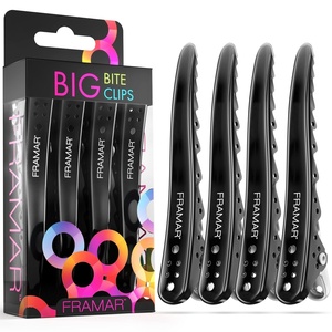 image:imageFramar Black Big Bite Clips  Set of 4 Professional Hair Clips  Hair Clips for Styling Clips for Hair Metal hair Clips  Extra Grip amp Durable