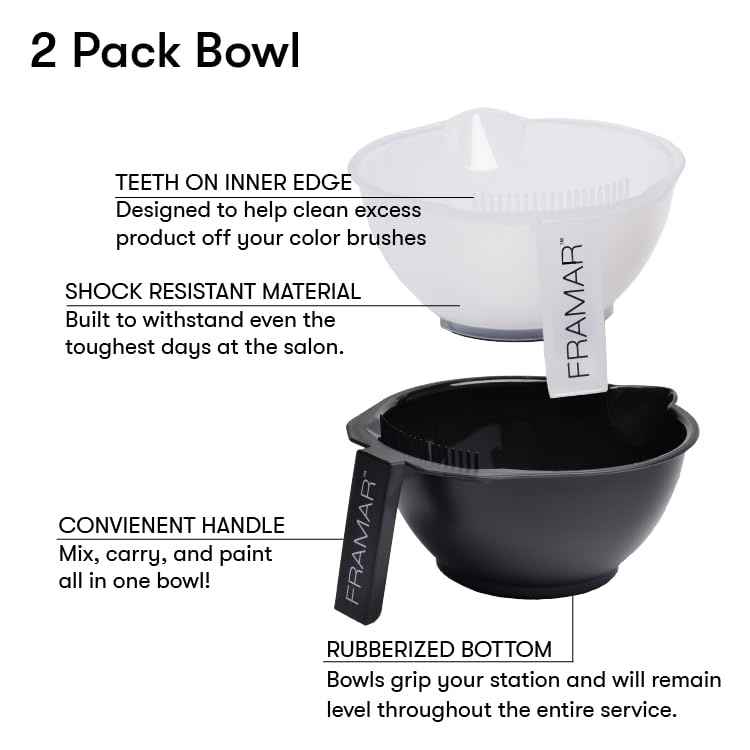 image:imageFRAMAR Color Bowl with Cleaner Set Color Bowls For Hairstylist  2 Pack